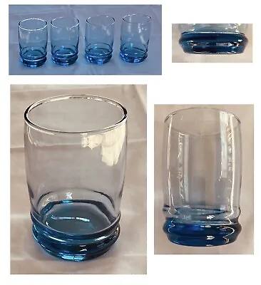 VINTAGE Anchor Hocking Juice Glasses 6 Oz. BLUE 4-Piece Set • $24.88