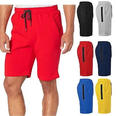 Men's Tech Fleece Performance Shorts With Heat Seal Zipper Pocket Gym S-2XL • $12.87