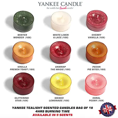 Special Yankee Tealight Scented Candles Bag Of 18 4hrs Burning Time 9 Scents • £11.99