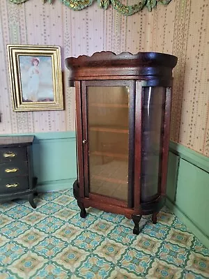 Vintage Dollhouse Miniature Dark Wood Curio Display Cabinet  • $9.99