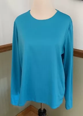 A’nue Ligne Turquoise Long Sleeve Perfect Crew Top Large • $19.96