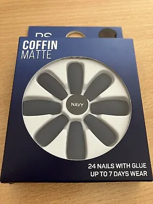 Navy Coffin Matte False Nails • £3.95