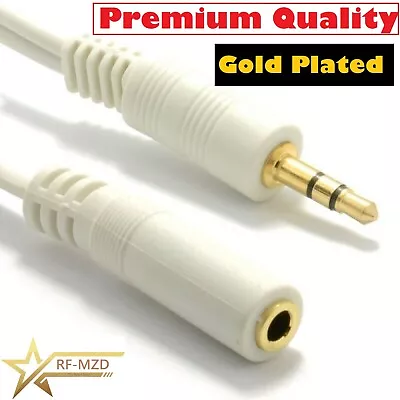 3.5mm Audio Extension Cable Stereo Plug To Socket Lead AUX Headphone GOLD Contac • £5.49