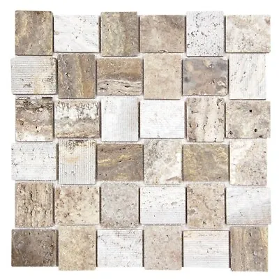 Mosaic Stone Tile Travertine Taupe Linker Kitchen Shower Wall Floor Backsplash • $30.03