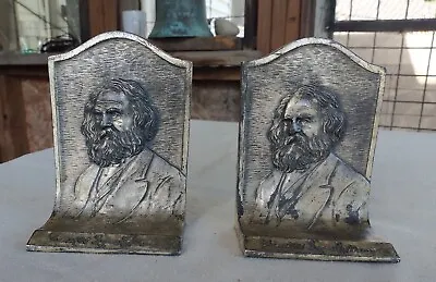 Vintage Pair K & O Henry Longfellow   Bookends 5.5  X 4.25   • $20