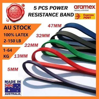 $7.90 • Buy 5PCS SET Heavy Duty Resistance Band Loop Power Gym Fitness Exercise Yoga Workout