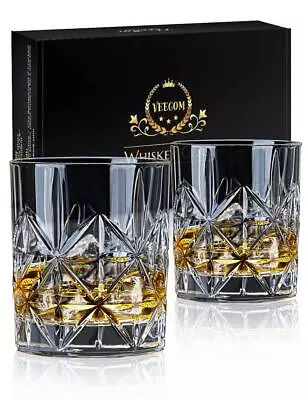 Whiskey Glass Set Of 2 10 Oz Crystal Whiskey Glasses Thick Bottom Bourbon Gl... • $25.18