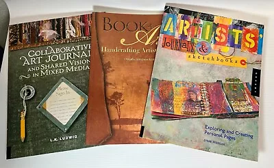 Lot Of 3 Mixed Media Art Artist Journaling Sketchbooks Books~Instructions IDEAS • $19.95