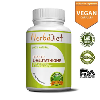 L-Glutathione Capsules Reduced Free Form High Strength 500mg Skin Whitening • $11.21