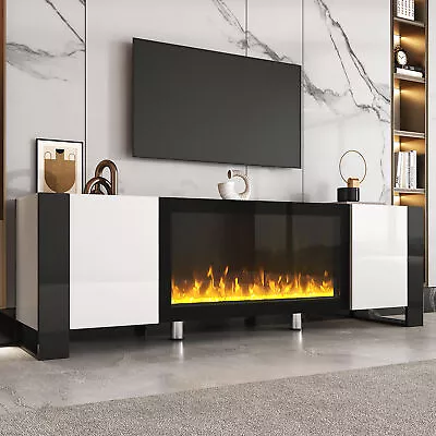 TV Stand Modern Non-heating Electric Fireplace  Cabinets Media Console 78  White • $369.09