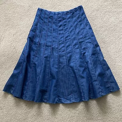 Per Una Denim Skirt Size 10 Pleats Blue Chambray M&S Marks & Spencer • £19.99