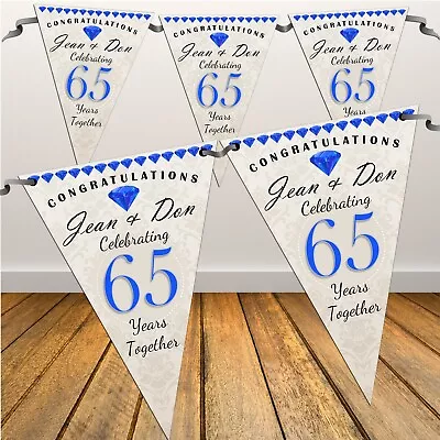 Personalised 65th Sapphire Wedding Anniversary Flag Banner Bunting DecorationN56 • £10.95