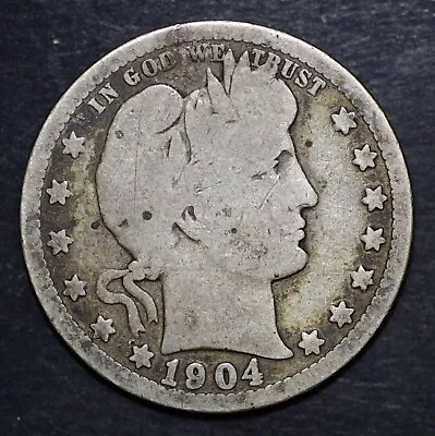 1904-O Barber 90% Silver 24.3mm Quarter Dollar FREE SHIPPING • $10.09
