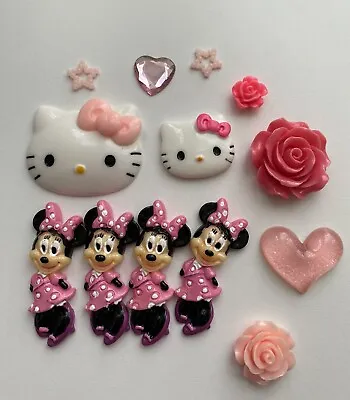 Minnie Mouse Hello Kitty Roses Hearts Mixed Character Flat Back Cabochons • £4.99