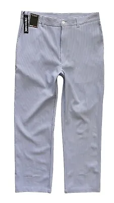 Roundtree & Yorke Classic Fit Flat Front Blue Seersucker Stripe Pants 36 X 30 • $18.74