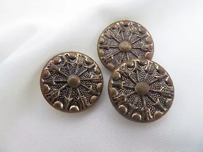 Vintage Brass Buttons Set Of 3 Round 3/4  Arrows In Circle Metal Back & Shank • $4.99