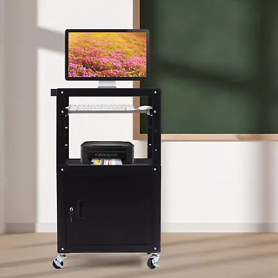 Carbon Steel AV Cart Media Cart W/ Keyboard Tray 31.5-43  Inch Height Adjustable • $203