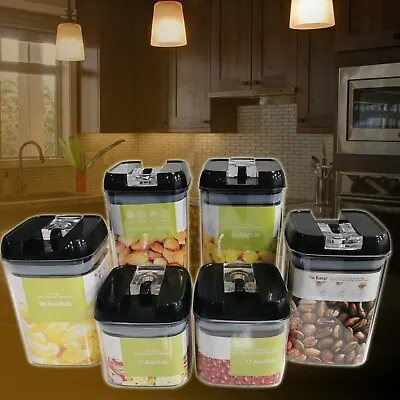 £320.99 • Buy Food Storage Container Kitchen 6pc Air Tight Size 1.2L/0.8L/0.5L Square Jars