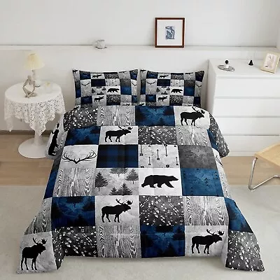 Bear Bedding Set Queen For Teens BoysFarmhouse Moose Elk Deer Comforter Set ... • $104.18