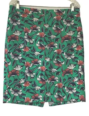 J. Crew Basketweave Pencil Skirt Women’s 8 Green Blue Floral Midi Careerwear • $16.05