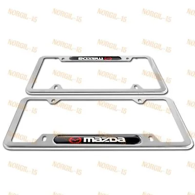 New For 2PCS MAZDA 3 6 Black Silver License Plate Frame Stainless Steel Metal • $18.69