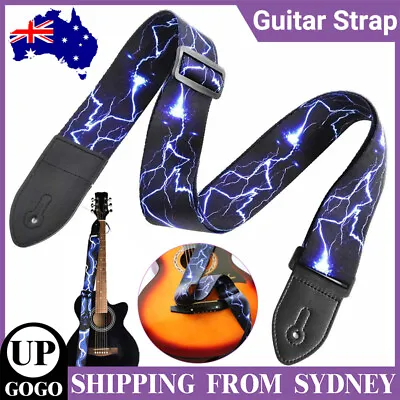 $6.45 • Buy Electric Lightning Guitar Strap Adjustable Leather Belt Acoustic Electric Bass