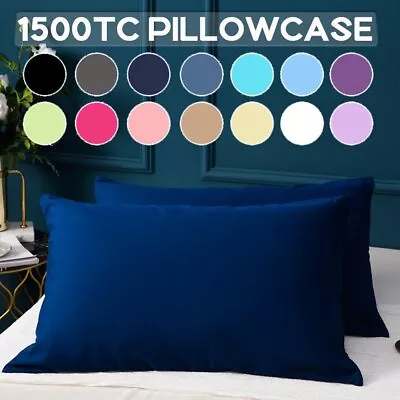 1500TC Pillow Cases Pillowcases Standard Queen King European Ultra Soft Set Of 2 • $12.49