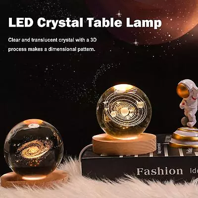 LED Crystal Table Lamp USB 3D Moon Galaxy Globe Night Kids XmasDecor Light N5N2 • $9