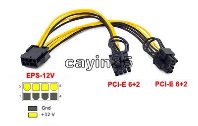 £1.81 • Buy EPS CPU 12V 8 Pin To Dual 8 (6+2) Pin PCIE Adapter Power Supply 20cm Cable NEW