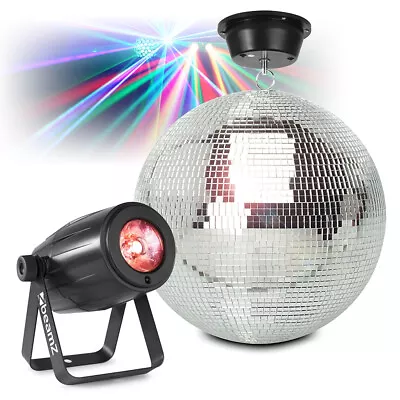 Battery Powered Glitter Mirror Ball 30cm & PS12W LED Spot Light Wedding Disco DJ • £135