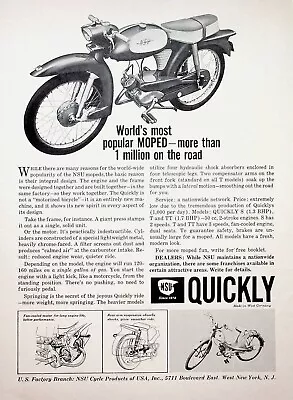 1960 NSU Quickly Moped - Vintage Motorcycle Ad • £11.46