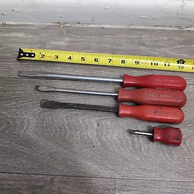 MAC Tools USA 4pc Flat / Slotted & Phillips Red Handle Screwdriver Set Lot • $38.71