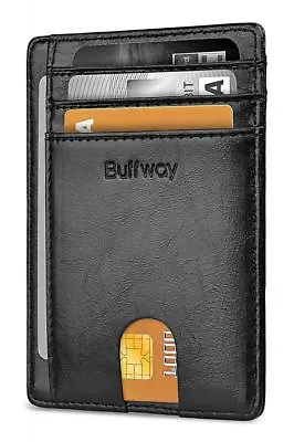 Buffway Slim Mini ID Holder Card Case Front Pocket Leather Wallet For Men Women • $9.99
