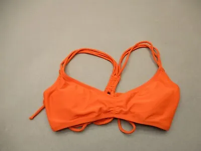 VOLCOM Size S Womens Orange Lined Wireless Back Closure Spaghetti Bikini Top 5E • $10