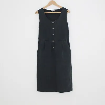 £10 • Buy Ladies Thought Faded Blue/ Black Denim Dress Sleeveless Button Front UK 10 EU38 