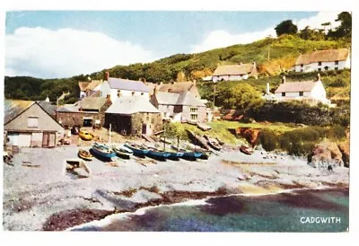 1960 CORNWALL Vintage Postcard VILLAGE & BOATS CADGWITH  • £2.99