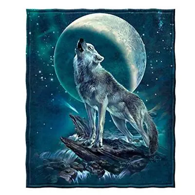 Dawhud Direct Howling Wolf Fleece Blanket For Bed 50x60 Inch Moon Blanket • $16.88