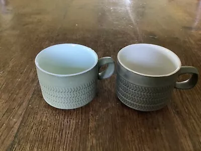Denby Chevron 2 X Tea Cups  (4 Rows Of Chevrons)very Good Condition • £4.99