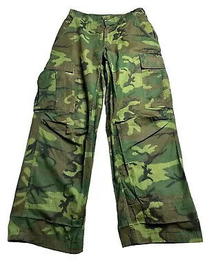 VTG 1960s Men's Vietnam ERDL Camouflage Poplin Cargo Ripstop 26X28 Trousers • $64.79