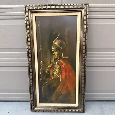 Vintage Rembrandt Man In Armour Portrait Framed Painting 23X43 MCM Mid Century • $69.95