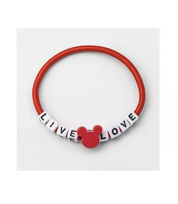 New + Tags Disney X Junk Food Mickey Mouse Head Red Live Love Bead Bracelet  • $13.90