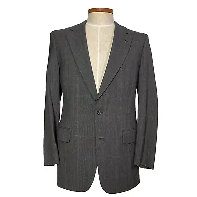 Burberrys Men Jacket Window Pane Check 2 Button Single Breasted Wool 40L 80s VTG • $55.73