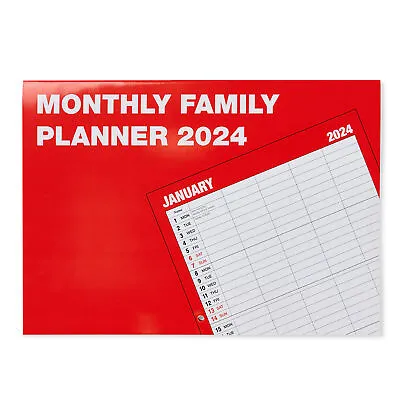 Monthly Family Planner Organiser Wall Calendar Matte Finish 2024 - 5 Columns • £6.95