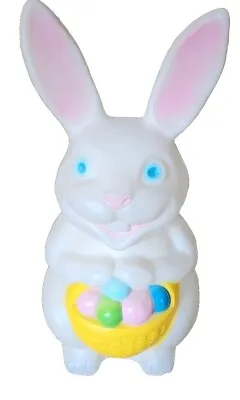 Vintage BLOW MOLD Easter Bunny Rabbit Blue Eyes 22” With Basket Light Yard Decor • $69.90