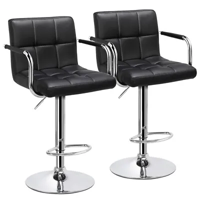 Bar Stools Adjustable Counter Stool Bar Chairs Swivel Barstool Set Of 2  Black • $102.99