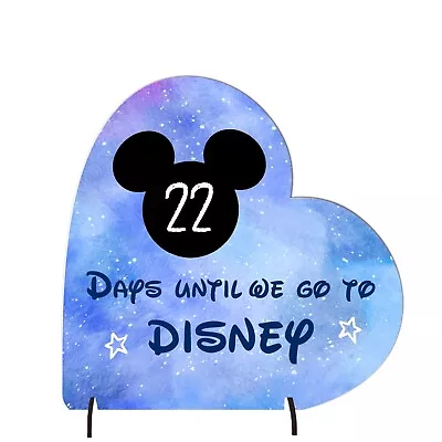 Days Until Disney Wooden Countdown Chalkboard Heart Plaque Kids  Holiday Sign • £4.99