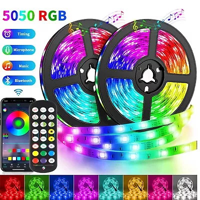 RGB LED Strip Lights 10m 15m 20m 5050 Music Sync Bluetooth APP Lights For Room • $24.64