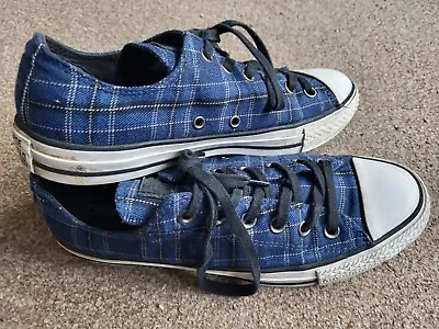 Size 7  Blue Check Tartan Converse Chuck Taylor Trainers Skate Board Sneakers • £14.99