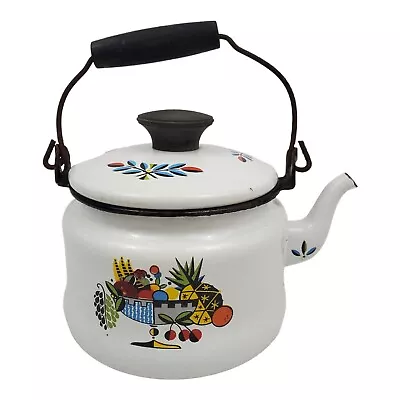 Vintage Georges Briard Enamel Teapot Ambrosia Tea Kettle Mid-Century Enamelware  • $13