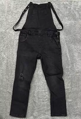 Zara Trafaluc Womens Black Distressed Denim Overalls  Size Small • $27.96